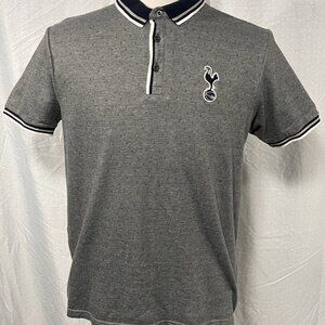 Tottenham Hotspur Polo Shirt Men’s M Gray Navy Trim Official Merch Spurs